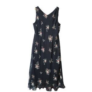 Positive Attitude Vtg 90s Y2K Whimsigoth Sheer Chiffon Floral Maxi Dress 22 Punk